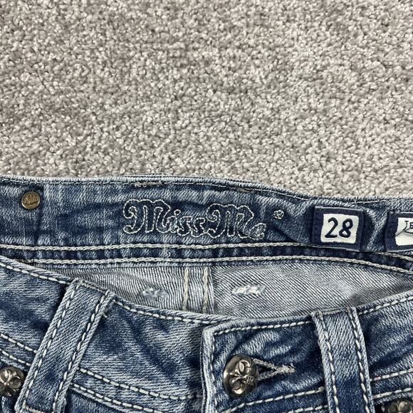 Miss Me Capri Jeans Womens 30 Y2K Angel Wings Embellished Distressed (Sz Tag 28) - Picture 3 of 12